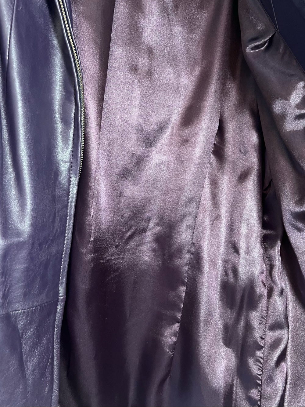 Coldwater Creek Women's Plum Leather Zip Jacket - Picture 3 of 11